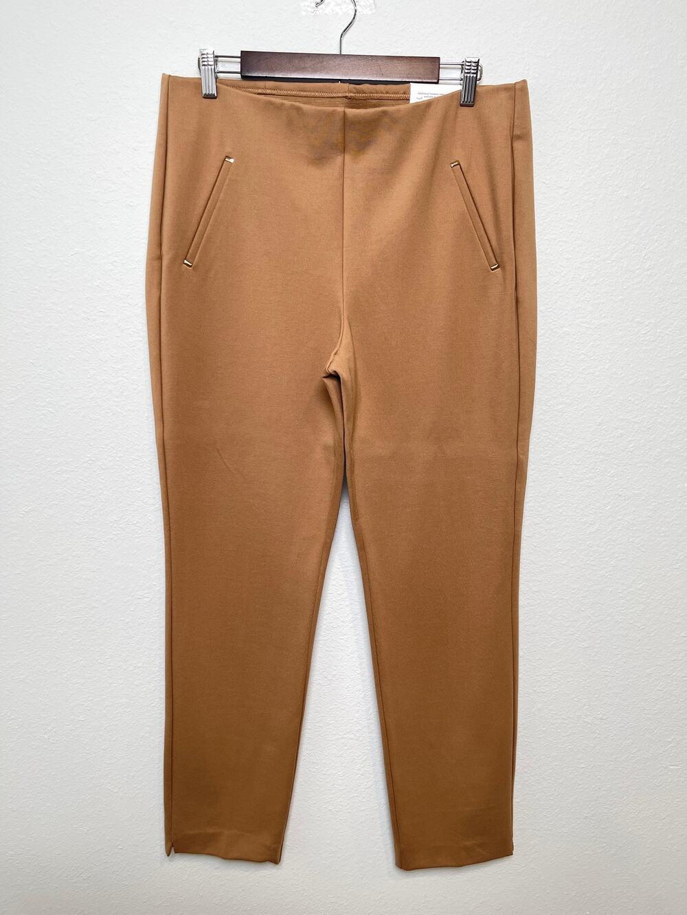 Chico’s So Slimming Juliet Slim Leg Pants Camel Pull On Women’s Size 2R (US 12R)